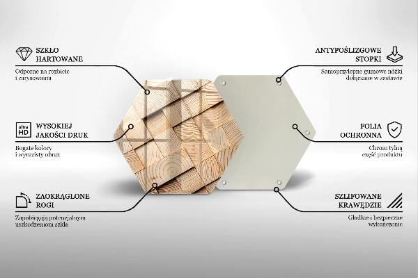 Skärbräda glas sexhörning Trärutor
