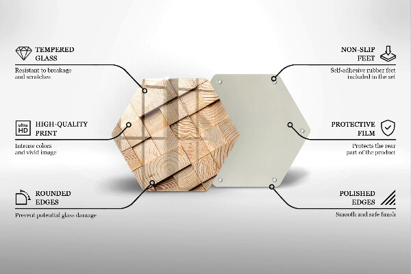Skärbräda glas sexhörning Trärutor