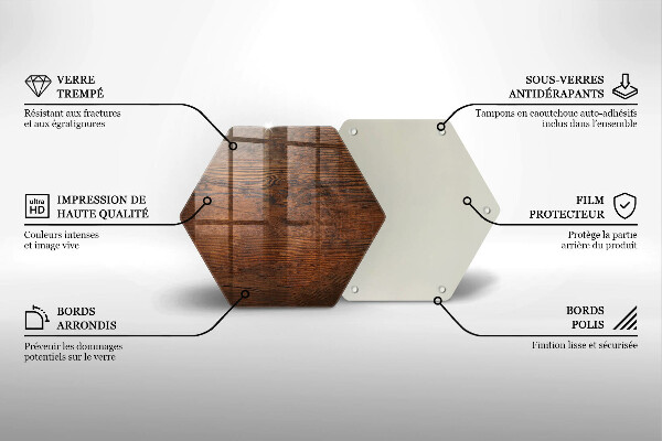 Skärbräda glas sexhörning Mörk träskiva