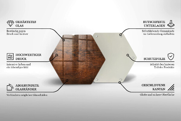 Skärbräda glas sexhörning Mörk träskiva