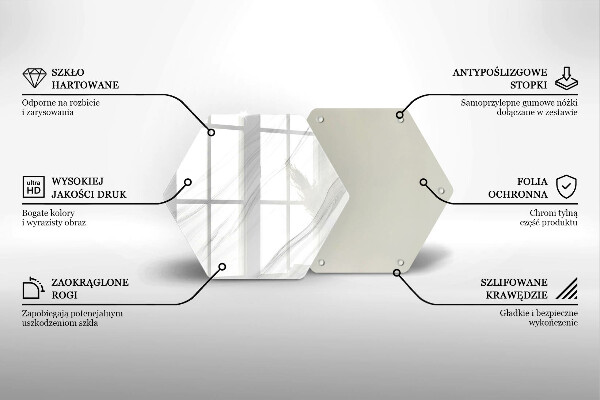 Skärbräda glas sexhörning Delikat marmor