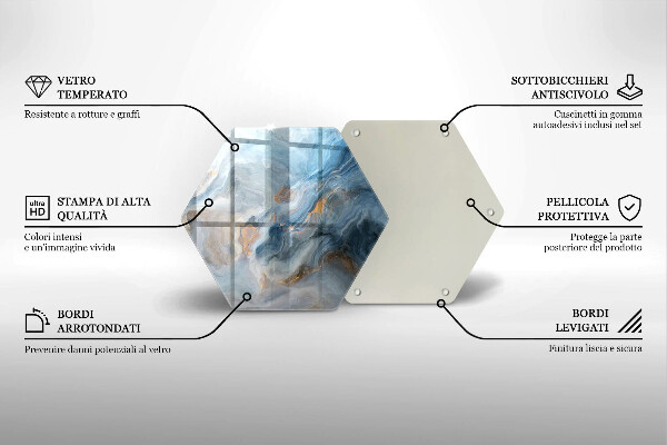Skärbräda glas sexhörning Marmor textur