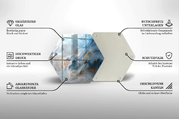 Skärbräda glas sexhörning Marmor textur