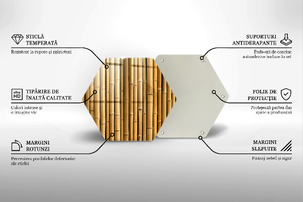 Skärbräda glas sexhörning Natur boho bambu