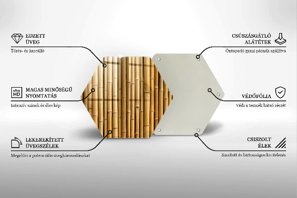 Skärbräda glas sexhörning Natur boho bambu