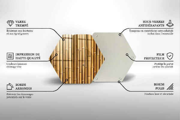 Skärbräda glas sexhörning Natur boho bambu