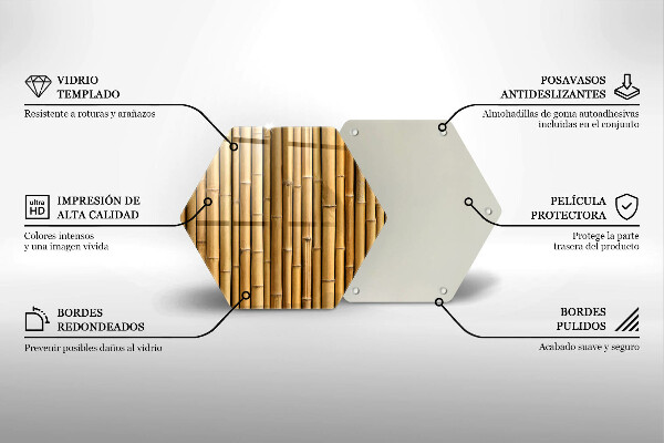 Skärbräda glas sexhörning Natur boho bambu