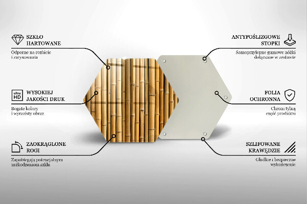 Skärbräda glas sexhörning Natur boho bambu