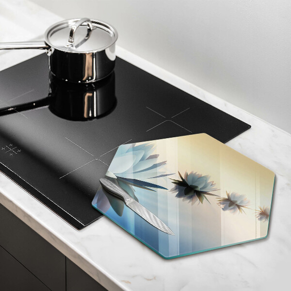 Skärbräda glas sexhörning Lilja blommar på vattnet