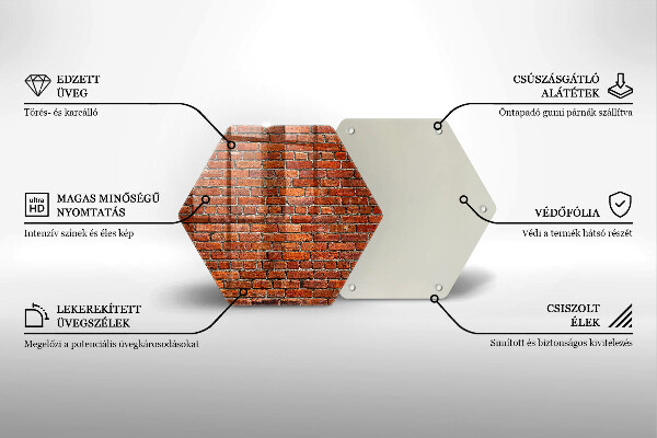 Skärbräda glas sexhörning Vägg av tegelvägg