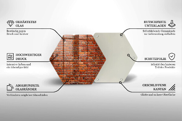 Skärbräda glas sexhörning Vägg av tegelvägg