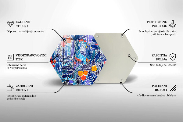 Skärbräda glas sexhörning Målad äng