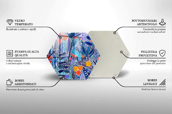 Skärbräda glas sexhörning Målad äng
