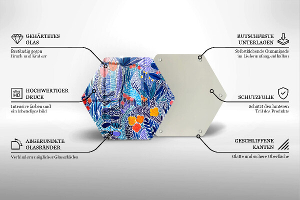 Skärbräda glas sexhörning Målad äng