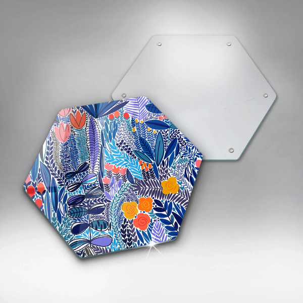 Skärbräda glas sexhörning Målad äng