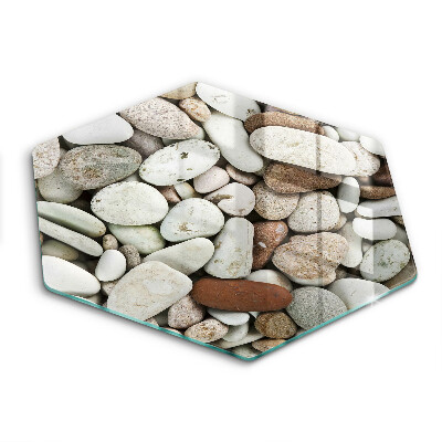 Skärbräda glas sexhörning Små stenar bakgrund