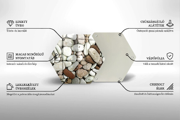 Skärbräda glas sexhörning Små stenar bakgrund