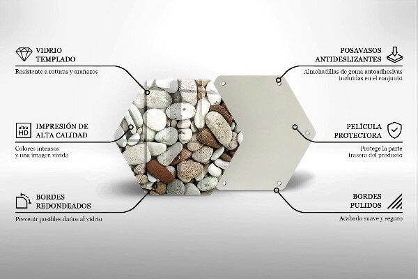 Skärbräda glas sexhörning Små stenar bakgrund