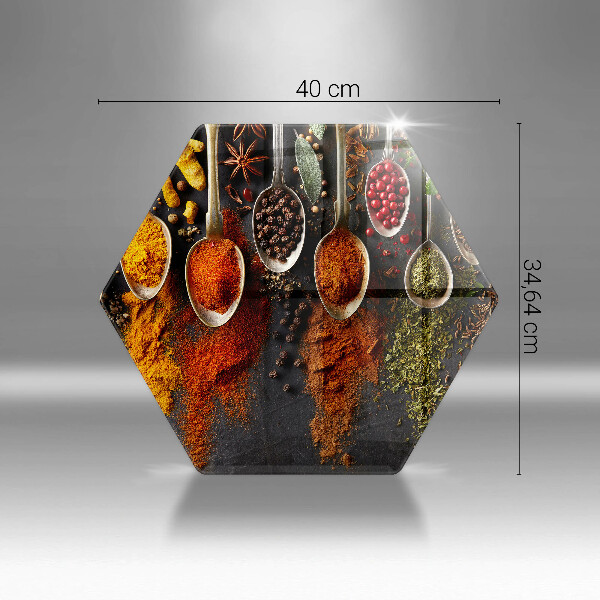 Skärbräda glas sexhörning Skedar med kryddor
