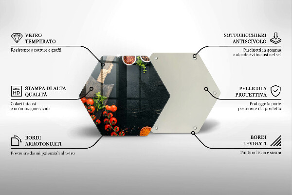 Skärbräda glas sexhörning Körsbärstomater