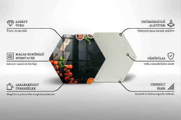 Skärbräda glas sexhörning Körsbärstomater