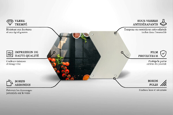 Skärbräda glas sexhörning Körsbärstomater