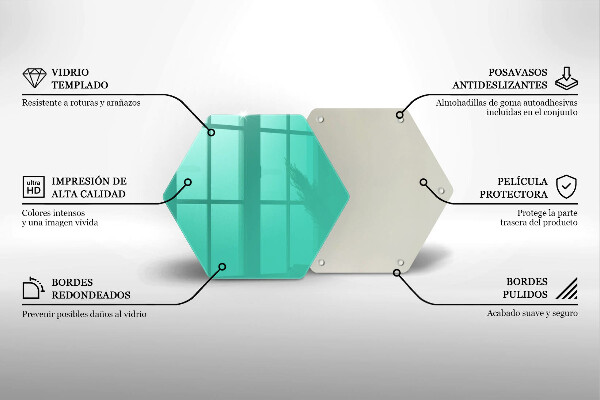 Skärbräda glas sexhörning Färg grön