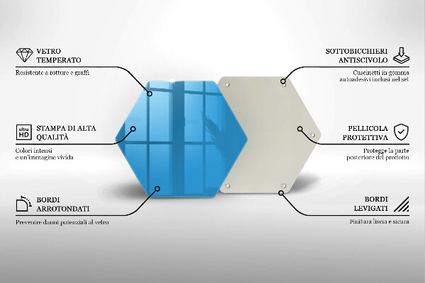 Skärbräda glas sexhörning Färg blå