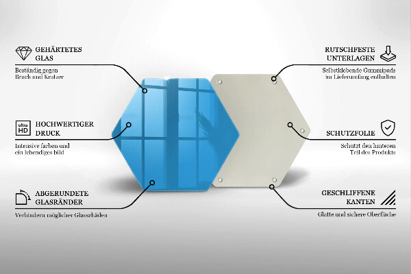 Skärbräda glas sexhörning Färg blå