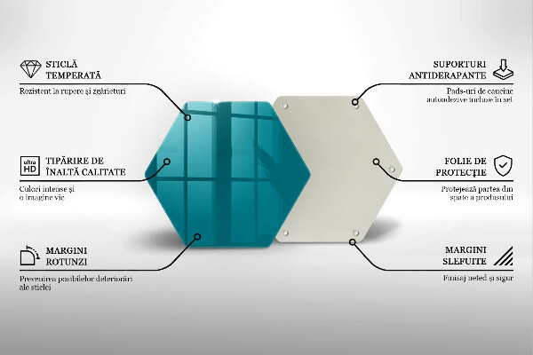 Skärbräda glas sexhörning Turkos färg