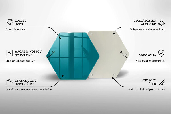 Skärbräda glas sexhörning Turkos färg