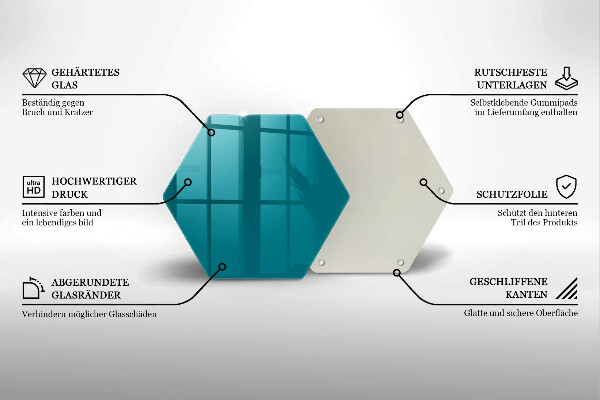 Skärbräda glas sexhörning Turkos färg