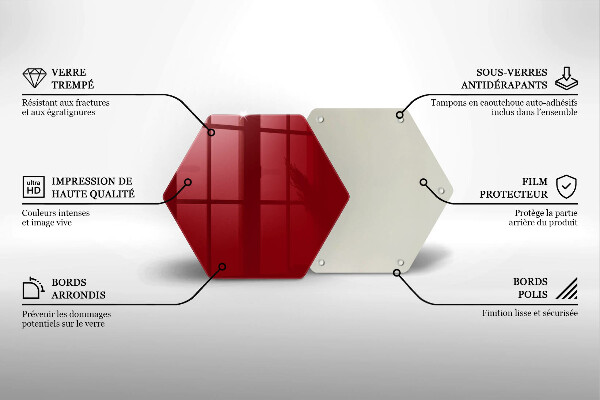 Skärbräda glas sexhörning Färg röd