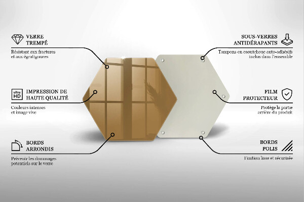 Skärbräda glas sexhörning Beige färg