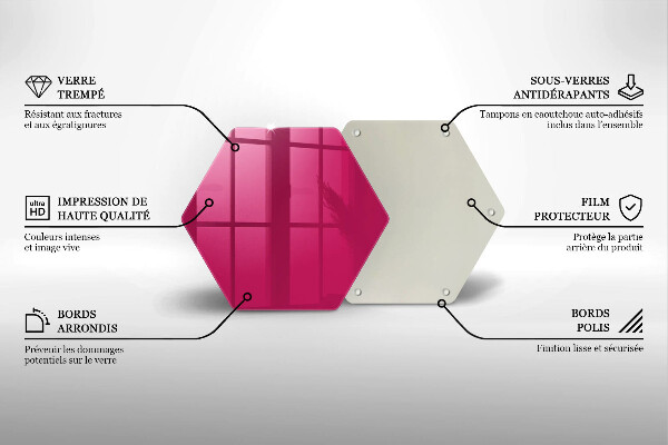 Skärbräda glas sexhörning Färg rosa