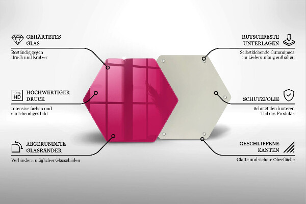 Skärbräda glas sexhörning Färg rosa