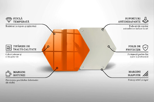 Skärbräda glas sexhörning Orange färg