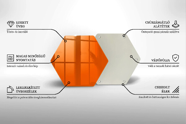 Skärbräda glas sexhörning Orange färg