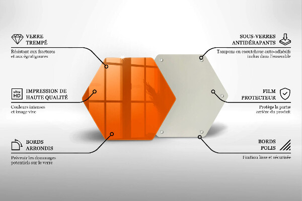 Skärbräda glas sexhörning Orange färg