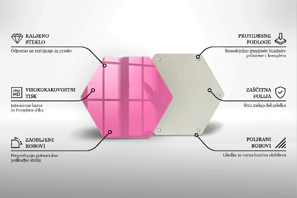 Skärbräda glas sexhörning Färg rosa