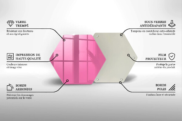 Skärbräda glas sexhörning Färg rosa