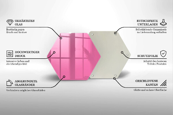 Skärbräda glas sexhörning Färg rosa