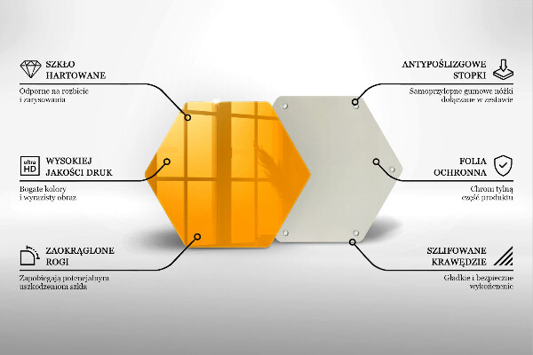 Skärbräda glas sexhörning Mörkgul färg