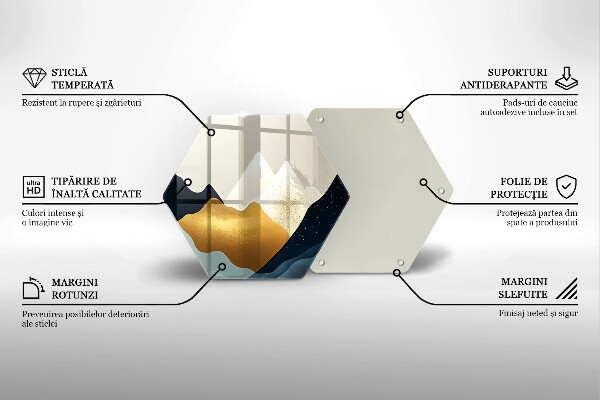 Skärbräda glas sexhörning Abstrakta berg