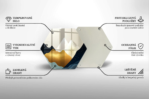 Skärbräda glas sexhörning Abstrakta berg