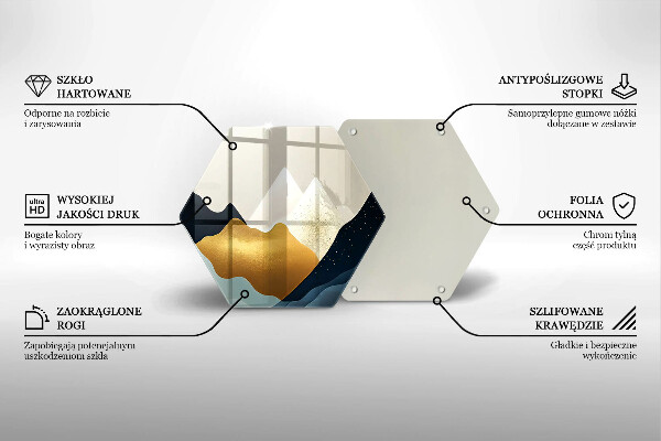 Skärbräda glas sexhörning Abstrakta berg