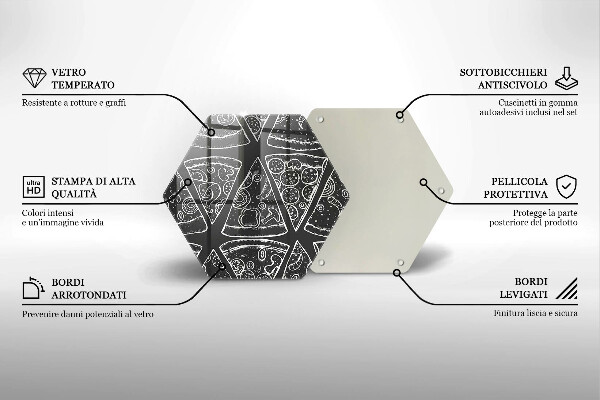 Skärbräda glas sexhörning Pizza illustration
