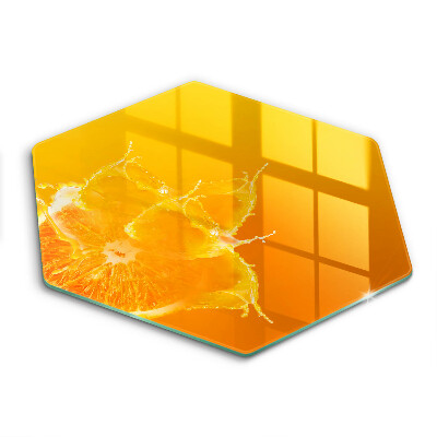 Skärbräda glas sexhörning Saftig orange frukt