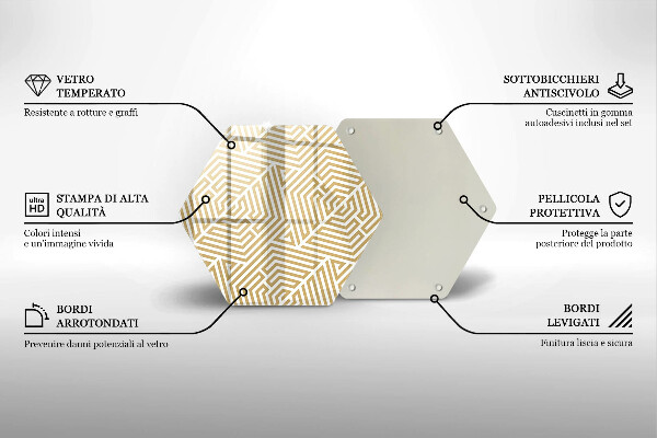 Skärbräda glas sexhörning Geometriska linjer