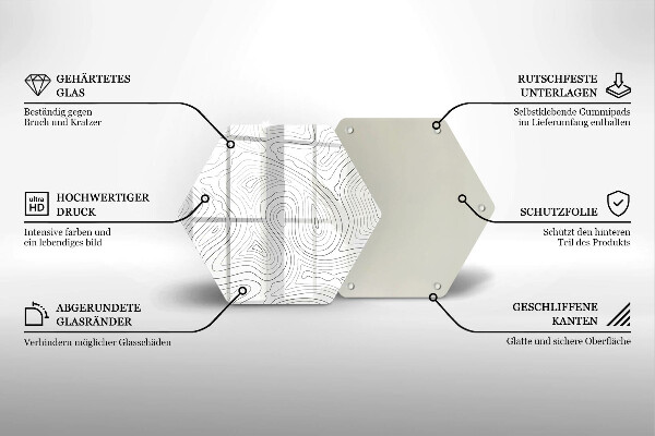 Skärbräda glas sexhörning Abstrakta former